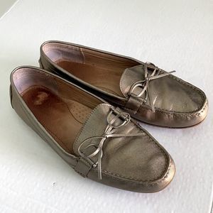 Lauren Ralph Briley Moccasin Gunmetal Metallic Loafers Size 9